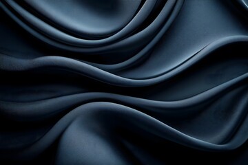 Blue Satin Fabric Texture with Elegant Curves and Flowing Waves