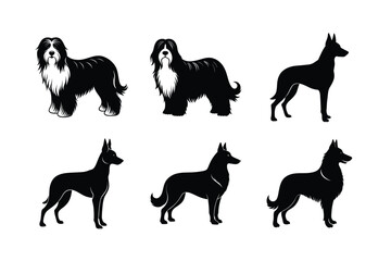 Dog silhouette bundle featuring popular breeds