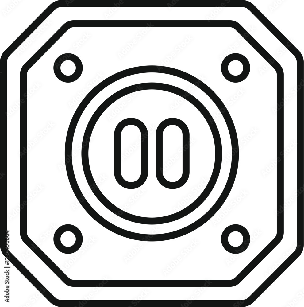 Poster simple black and white pause button icon representing a temporary stop or interruption in a process