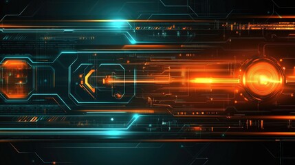 Futuristic Technology Interface Data streams flow across a digital circuit board.  Use Tech background