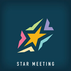 Obraz premium Modern star meeting sign logo design. Favorite company creative design, corporate identity. vector