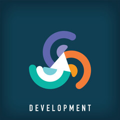 Obraz premium Modern development progress logo design. Creative marketing company design, corporate identity. vector
