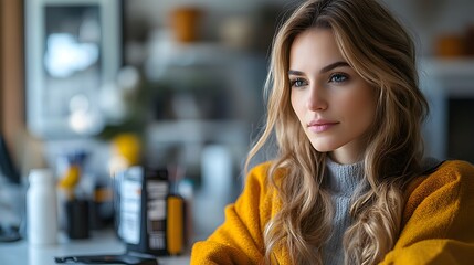 A person managing their health with an insulin pump in a calm, minimalist setting, with ample space for text.