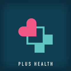 Modern heart and plus sign logo design. Creative design, corporate identity for the healthcare industry. vector