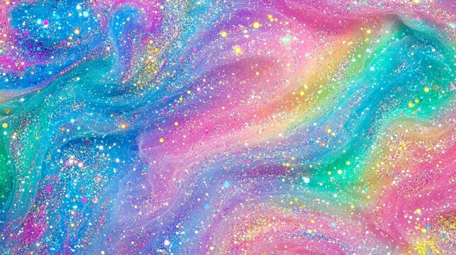 Abstract rainbow pink blue green color glitter sparkle background happy birthday party invite summer mermaid princess little girl texture girly unicorn pony pattern or retro synthwave dance music