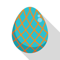 Turquoise easter egg with orange stripes forming a diamond pattern, perfect for easter projects