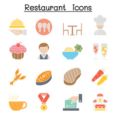 Restaurant icon set in thin line style