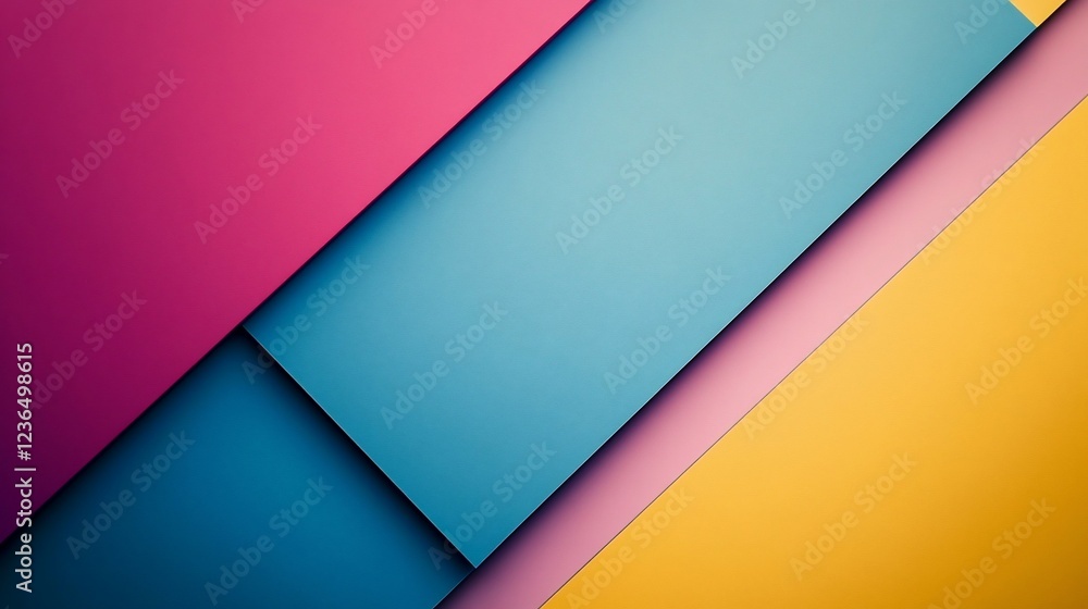 Poster abstract geometric background with vibrant layered shapes and diagonal lines for modern design