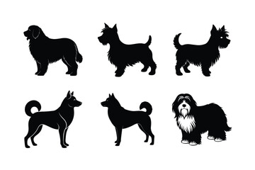 Silhouette compilation of various dog breeds