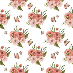 Obraz premium Floral Pattern Background, seamless, png