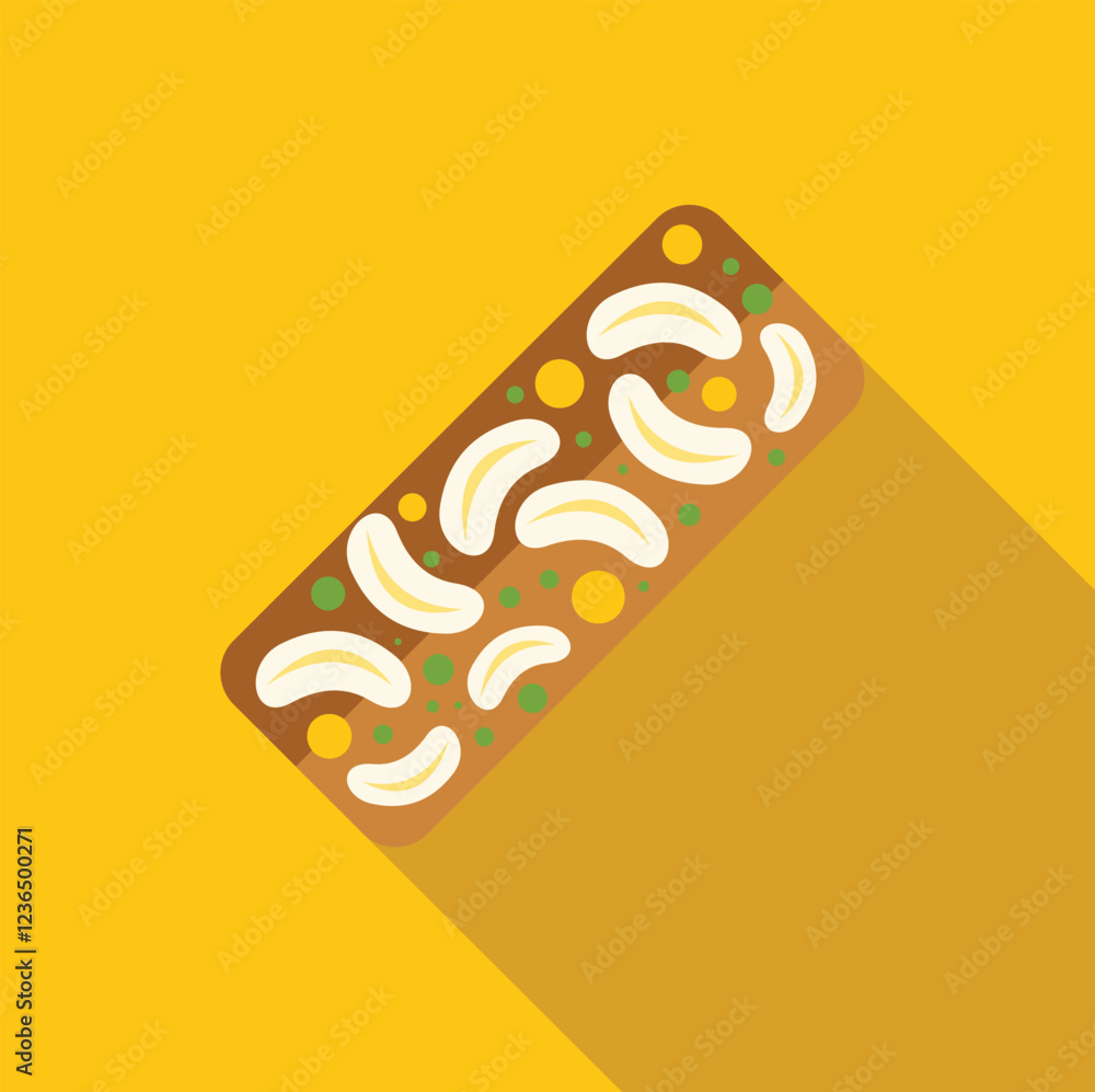 Poster delicious banana bread loaf features sliced banana toppings, creating a visually appealing treat on 