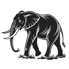 Fototapeta premium An elegant elephant head silhouette icon set against a clean white background.