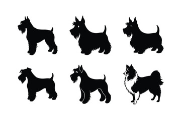 Black silhouette compilation of dog breeds