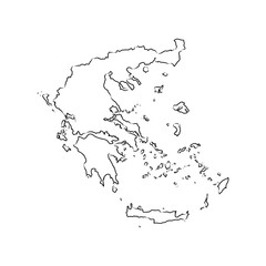 Outline vector map of Greece. Simple Greece border map. Vector silhouette on white background.