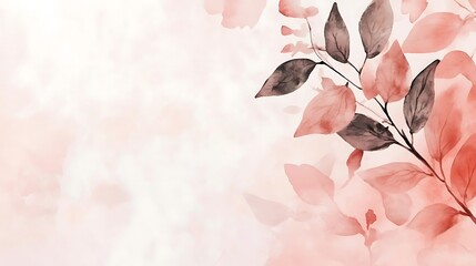 Watercolor Painting of Delicate Pink and Gray Leaves