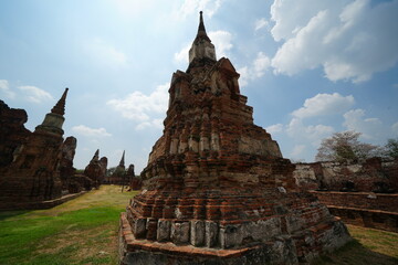 Fototapeta premium Wat Mahathat, Ayutthaya Province, Thailand, destroyed by the Burmese in 1767. Photo taken on 29 March 2024.