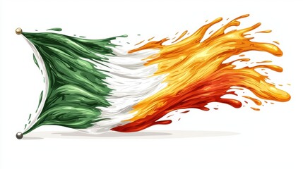 Dynamic Irish Flag in Vibrant Liquid Splash Design