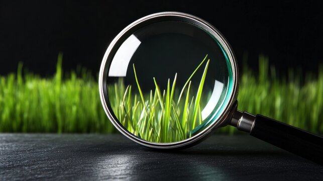 Dum Spiro Spero - latin phrase means While I Breath I Hope through a magnifying glass on a black background with green grass in the background
