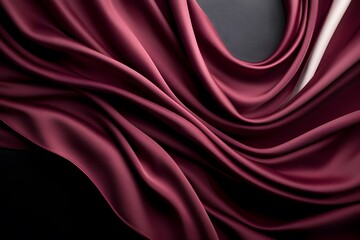 Fototapeta premium Elegant Burgundy Fabric Draped on Black Background for Textiles
