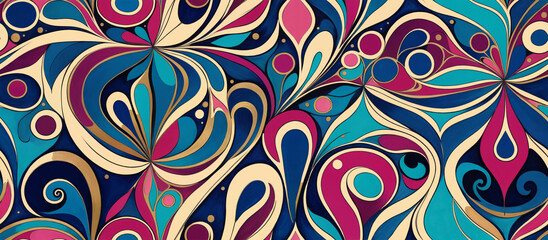 Pattern. Vibrant Abstract Swirls and Curves Pattern