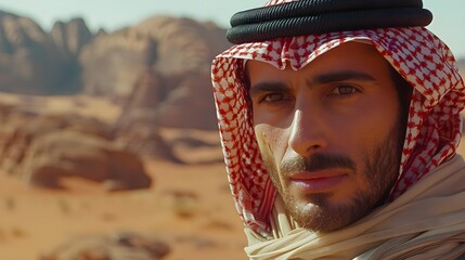 Desert Nomad: A Journey Through Arid Landscapes, Unveiling Traditional Attire and Cultural Heritage, with Breathtaking Views of Sandstone Formations