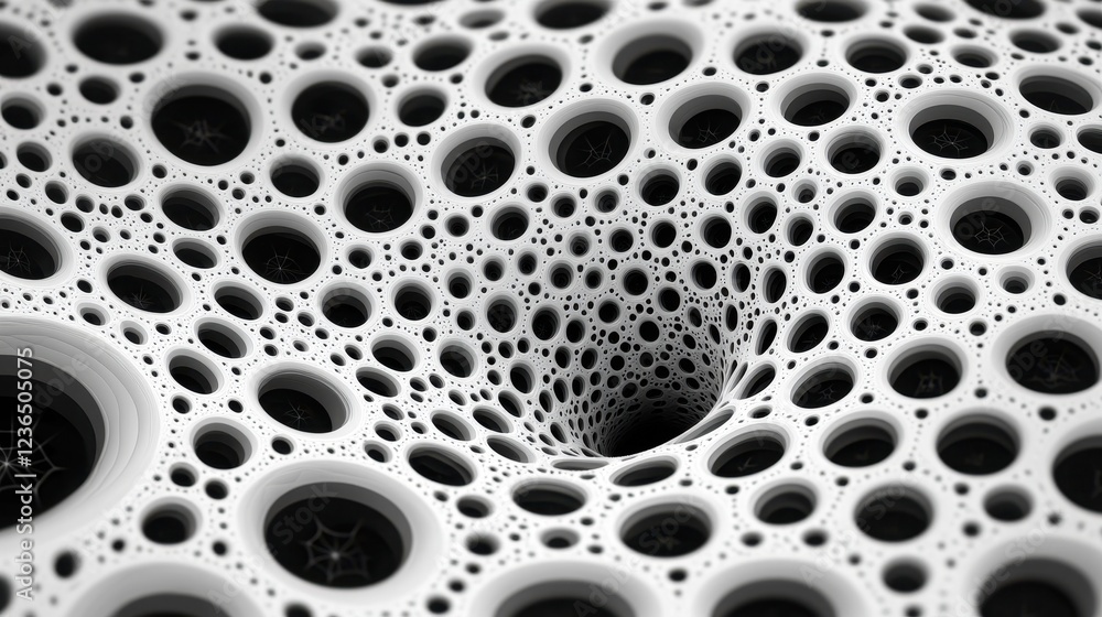 Poster intricate abstract pattern with circular shapes and depth perception