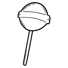 Hand drawn doodle lollipop on stick on white background.