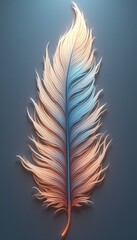 Fototapeta premium This exquisite feather design showcases a mesmerizing gradient of blue and orange, creating a captivating visual effect. The intricate details and flowing lines evoke a sense of elegance and
