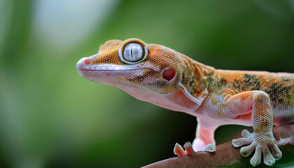 Obraz premium explore the complex macro information of a gecko s foot amongst lush green backgrounds