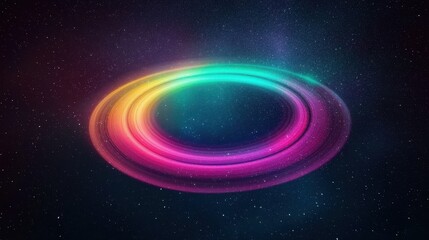 Abstract Colorful Swirls in Deep Space with Starry Background