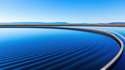 Tranquil Blue Water Pool with Clear Sky and Gentle Ripples