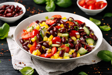 Red kidney bean salad. Healthy food