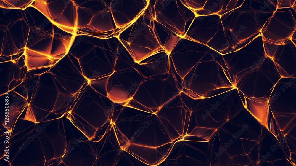 Poster abstract fiery net with orange glow on a dark background, pattern design