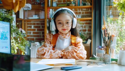 Experience engaging online education concept with a teacher presenting lessons in a high-tech virtual classroom, interactive 3D learning elements using cutting-edge technology This image depicts a