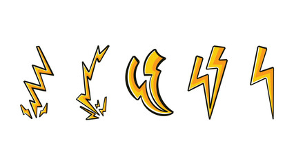 Creative Lightning Bolt Variations – Comic Book Style Electric Symbols