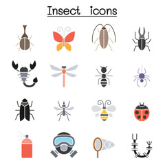Insect & bug icon set in thin line style