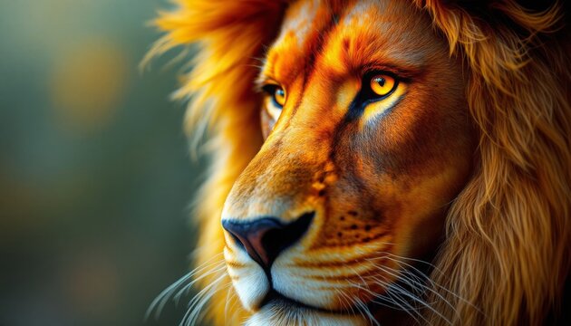 Majestic Lion Portrait Golden Hour Wildlife Photography