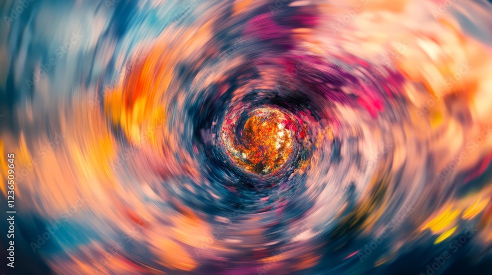 Poster swirling autumn leaves create a vortex of color and motion.