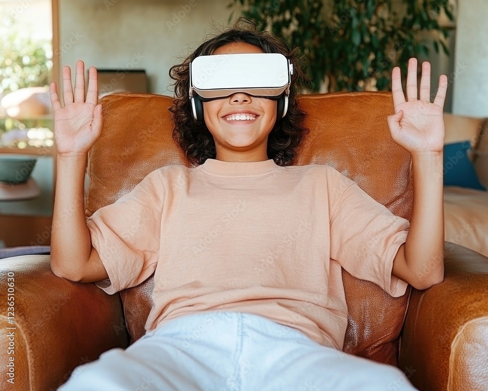 Poster explore modern online education with a student using vr headset for immersive virtual tutoring, expe