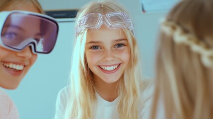 Explore the Future of Education A teacher conducting an online lesson in a virtual reality classroom engages students with immersive 3D visuals, enhanced by interactive whiteboards This vibrant image