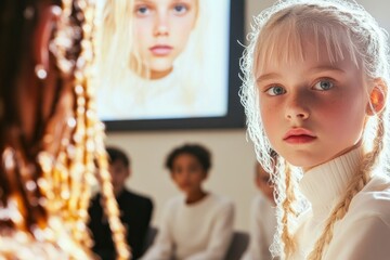 Explore the future of education with a futuristic virtual classroom where students engage in interactive online tutoring, enhanced by holographic screens Witness AI-powered learning assistants