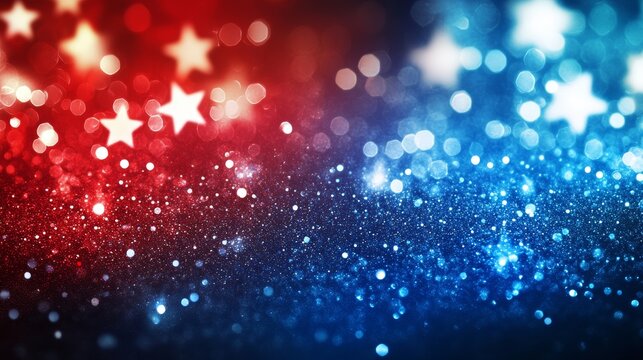 Abstract patriotic red white and blue glitter sparkle background