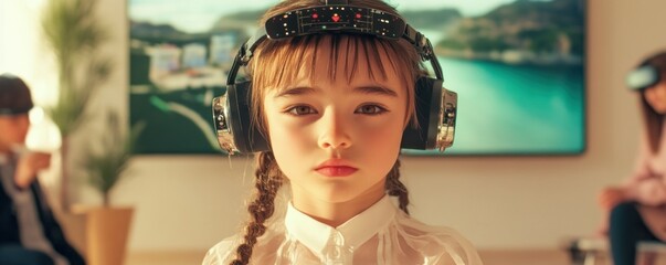 Explore the future of education with an AI-powered digital tutor that guides students through interactive exercises in a fully immersive learning environment, featuring virtual reality headsets and