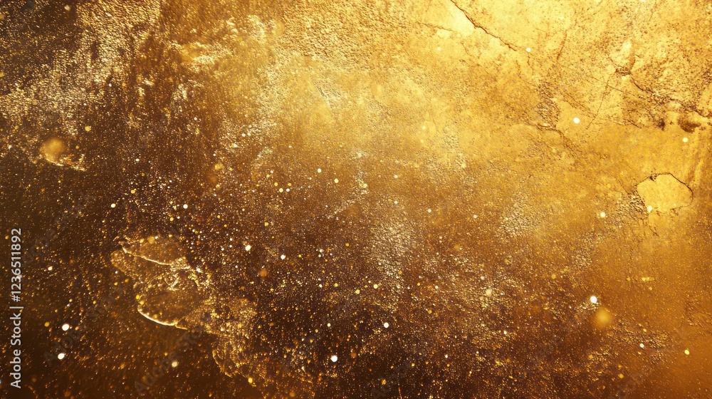 Poster golden abstract texture background with sparkles and cracks.