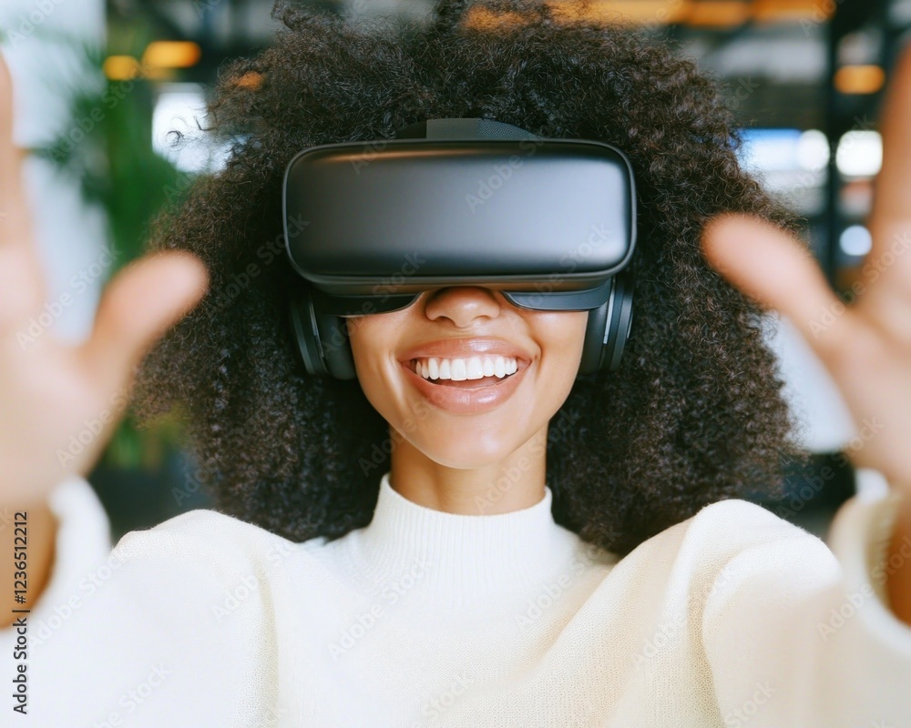 Poster explore the future of modern online education with a student using vr headset for immersive virtual 