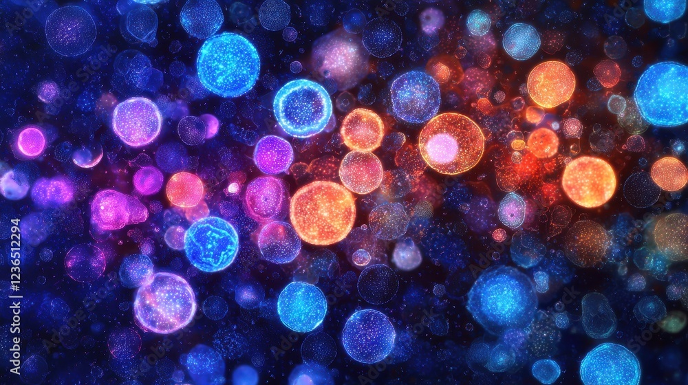 Poster vibrant abstract background of colorful bokeh and light particles