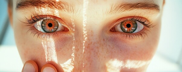 Futuristic close-up of human eyes, possibly in a high-tech exam center with biometric scanning for online test authentication, emphasizing a digital security concept Advanced identity verification