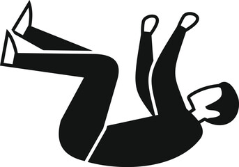 Businessman falling down with raised arms, representing economic collapse and financial crisis