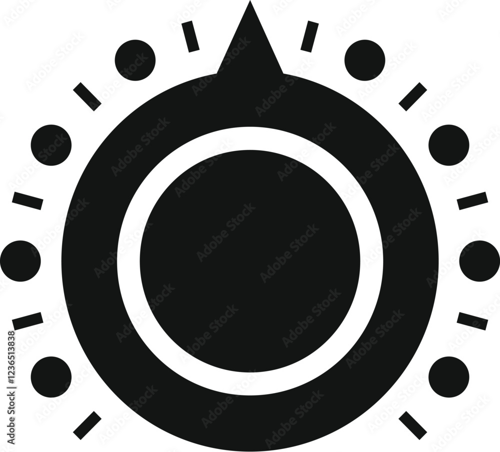 Poster circular volume knob with triangular pointer indicating increasing sound level
