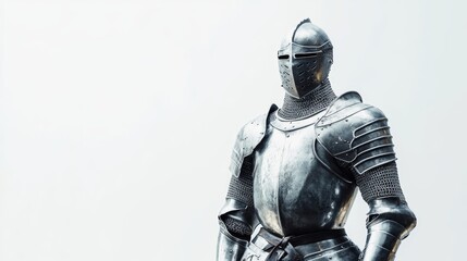 Naklejka premium Medieval knight armour over white isolated background full body armor suit isolated against white background